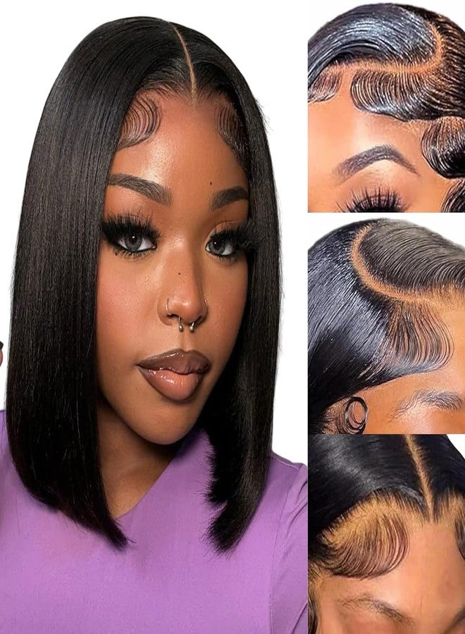 Besteffie Bob Wig Human Hair Glueless Wigs Human Hair 13x4 HD Lace Front Wigs Pre Plucked Pre Cut 180% Density Short Straight Bob Wigs for Black Women 10 Inch - Image 1